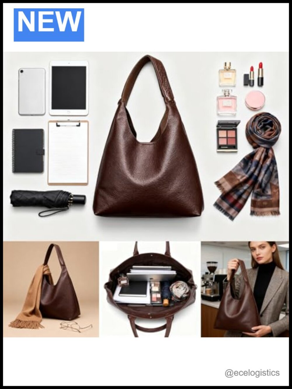 Vintage PU Leather Hobo Purse for Women Oversize Slouchy Shoulder Bag Large - Picture 3 of 6